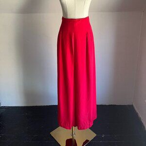 Vintage 90s Red Ultra Wide Leg  High Waisted Palazzo Pants Culottes - Large